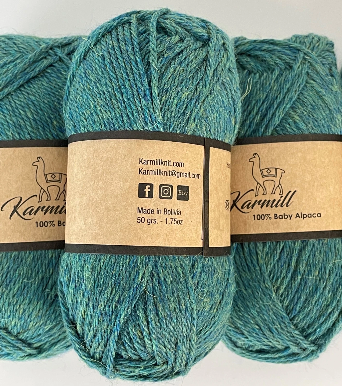Alpaca Wool Skeins 100% Baby Alpaca Yarn DK Weight Lot of 5  Color Pickle C740 image 2