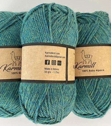 Alpaca Wool Skeins 100% Baby Alpaca Yarn DK Weight Lot of 5  Color Pickle C740 image 2