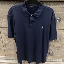 MENS POLO RALPH LAUREN PIMA SOFT TOUCH NAVY BLUE POLO SHIRT SIZE XLARGE