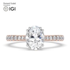 Oval Diamond Engagement Ring 14k Rose Gold Labgrown 2.30 Ct Solitaire