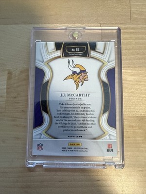 2025 Panini Select - Concourse J.J. McCarthy #63 Zebra Prizm Case