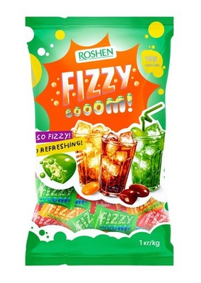 Roshen Fizzy Boom Bonbons 1kg - Brausebonbons - Fruchtbonbons mit Brausefüllung
