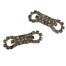 Vintage 50s Silver Rhinestone Shoe Purse Accessory Clips Bridal Glam