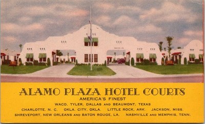 Alamo Plaza Hotel Courts TX NC OK AR MS LA TN Unposted Postcard
