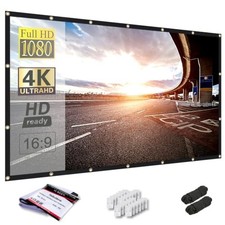 100 Inch Projector Screen, 16:9 Foldable, White, Wall Mount, Matte Finish