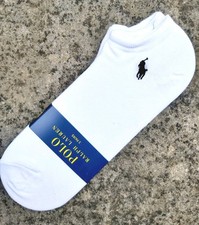 Image of GENUINE : POLO RALPH LAUREN White 77% Cotton LOW CUT Trainer SOCKS ADULT RL13