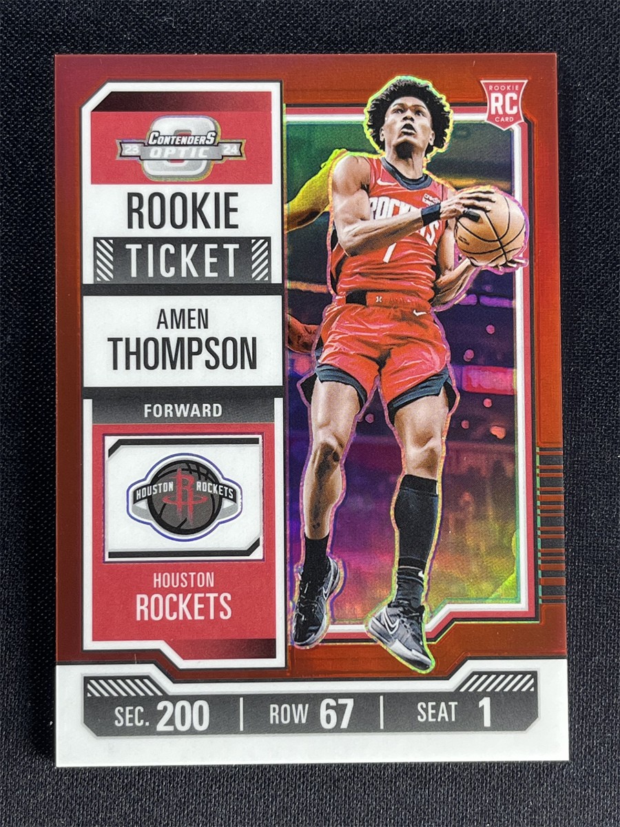 2023-24 Contenders Optic Amen Thompson #8 Red Prizm RC Rookie Ticket Color Match