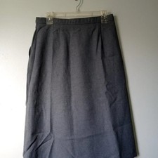 Vintage JCPenney Gray A-Line Midi Skirt High Waist Pockets Size 10