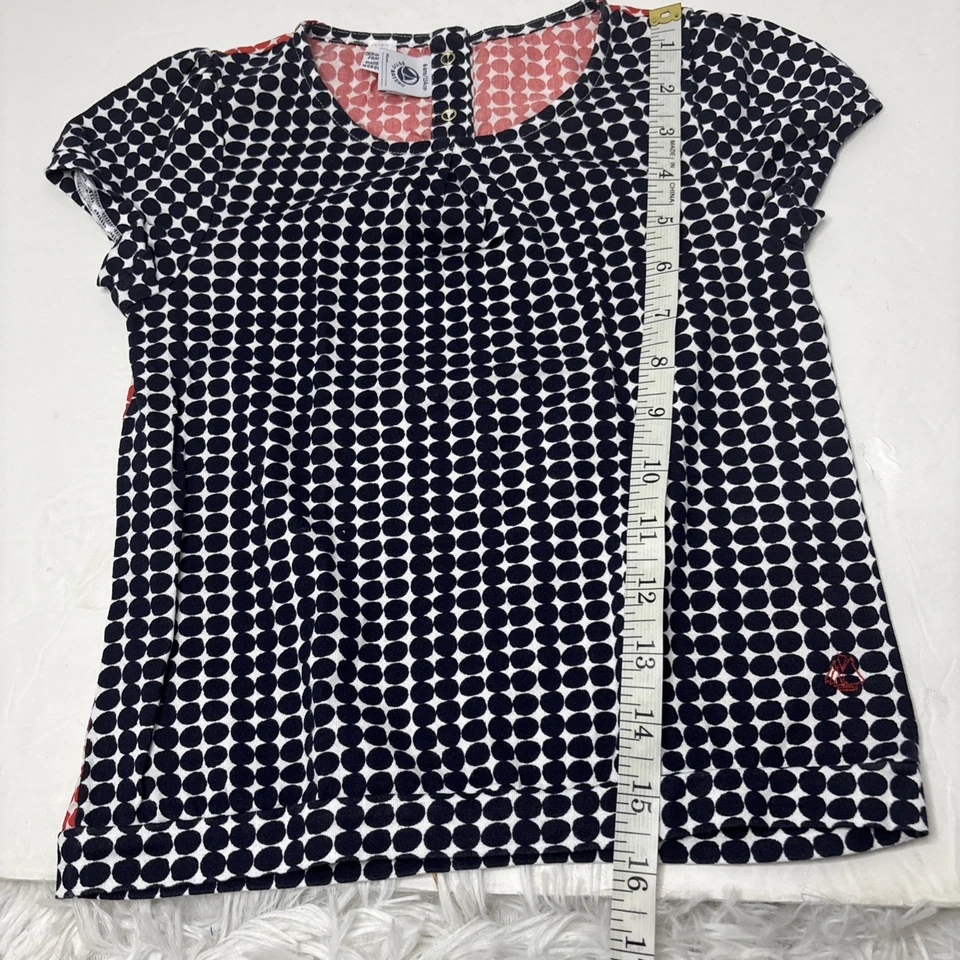 Petit Bateau Niña Niños Lunares Blusa Camisetas Top Azul Marino/Rojo Talla 6 Foto 3 de 4
