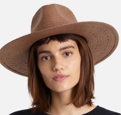 Brixton Ashley Straw Summer Hat In Brown Wide Brim Fedora 