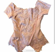 Vintage Fairycore Baby Pink Beaded Corset Top