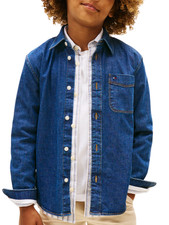 Tommy Hilfiger camicia in denim bambino lavaggio blu