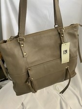 Kooba Everette XL Tote Shoulder Shopper Bag Taupe Pebbled Leather New Old Stock