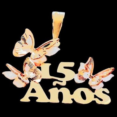 Massiver 10k Gold Quinceañera 15 Años Geburtstag Anhänger 2,5 cm Made in Mexico