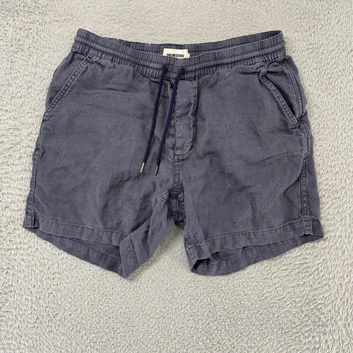 Taylor Stitch Shorts Mens Medium Gray Hemp Drawstring 6 Inch Elastic Waist Beach