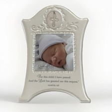 Grasslands Road Ceramic Baby Photo Frame "For this child I have prayed  Cross