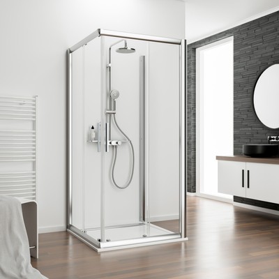 Schulte Kristall/Trend Eckeinstieg II Klarglas hell Chromoptik 90 x 75 cm /...