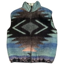 Vintage Together West Southwestern Fuzzy Vest Tribal Aztec 90s Outdoor Vest XL
