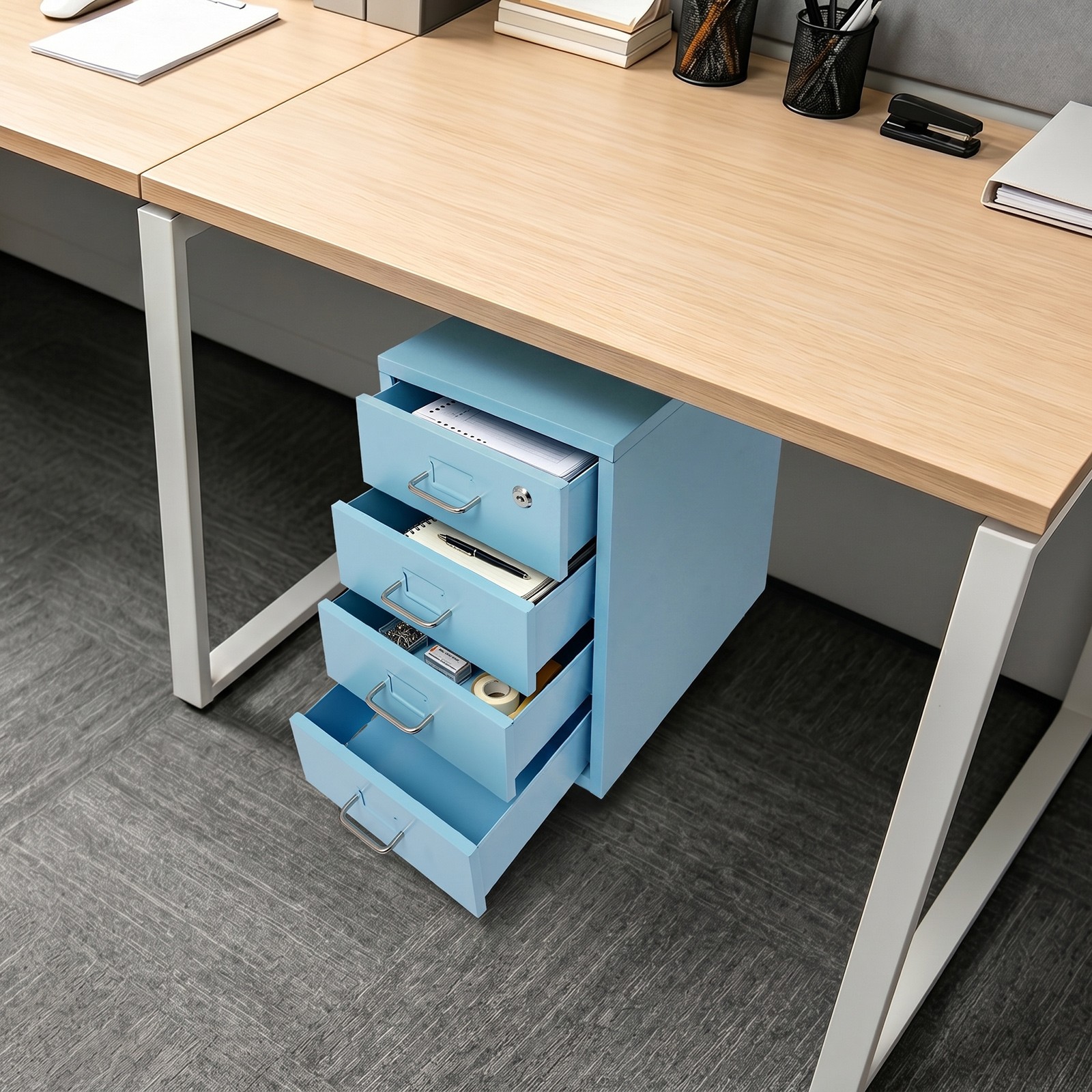 4-Drawer Metal Cabinet Mobile File Cabinet Rolling File Cabinet with Lock New