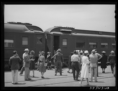 San Diego California 1941 Railroad Station Crowded Noon Train Arrival