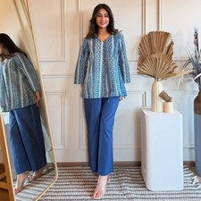 Indian Women Office Wear Kurta Cord Set Bollywood Designer Top Palazzo Set Dress