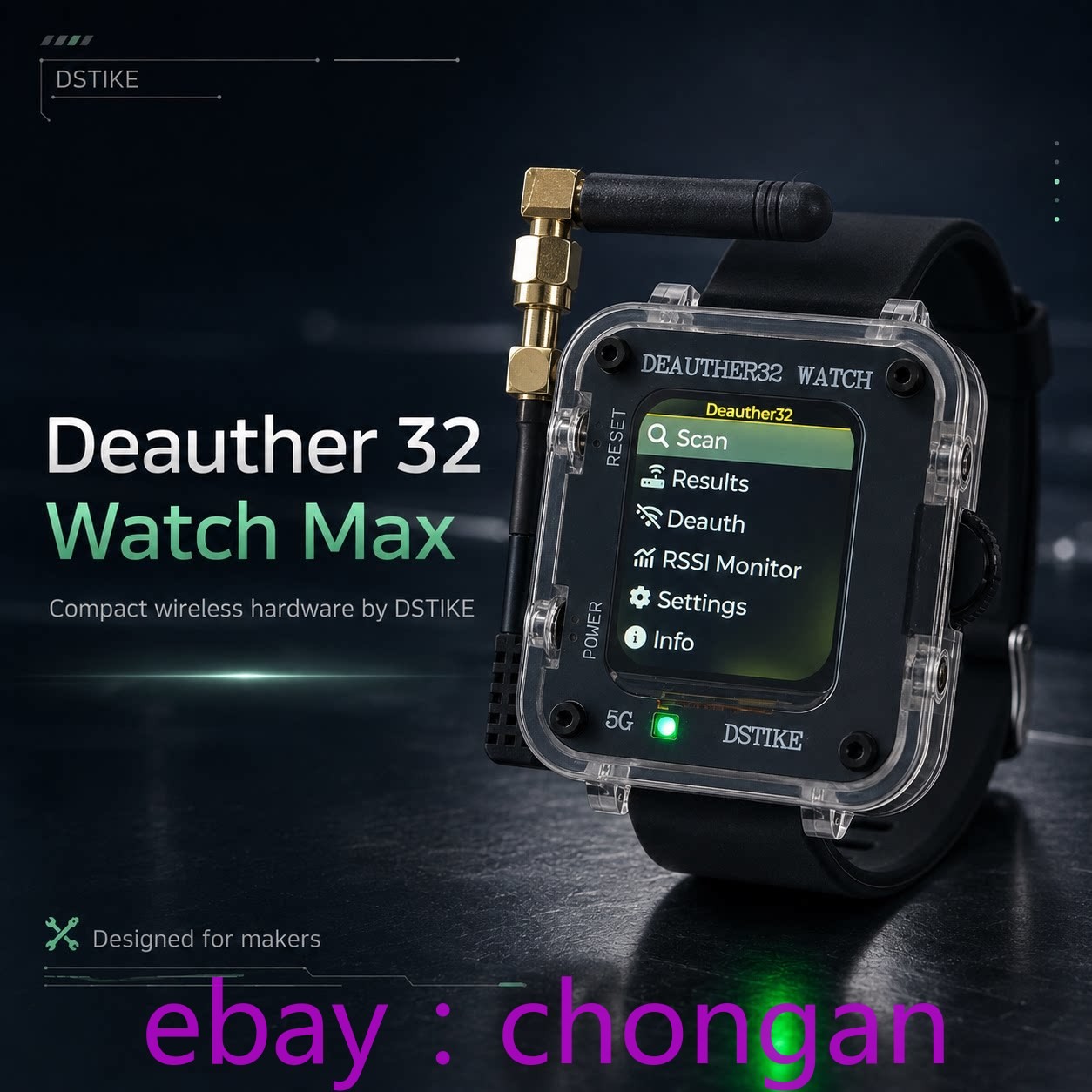 DSTIKE Deauther32 Watch MAX, ESP32-C5 Ultimate Dual Band WiFi Educational Watch