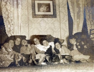 1905 Laughing Ladies All Soles Feet First Pile up in Room