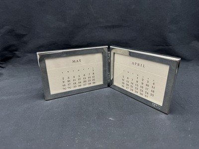 Tiffany & Co. Silver Plated Hinged Double Perpetual Desk Calendar, Monogramed