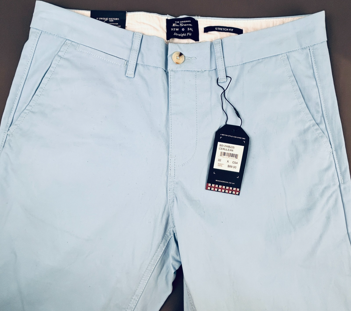 u Ben Sherman Stretch Straight Fit Cerulean Blue Dress Pants 32 X 32