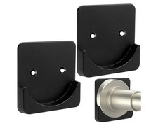 2 Pack Adhesive Shower Rod Holders, Black Transparent Rod Retainer Never B24