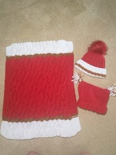 Hand Knit Baby Car seat Blanket With 2 Matching Hats. The Perfect Shower Gift