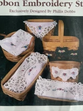 Heart Tie On Longaberger Village Silk Ribbon Embroidery Kit Unworked Phyllis Dob