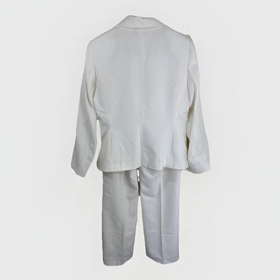 Pantalón de trabajo para mujer TAHARI ARTHUR S. LEVINE talla 10P blanco a rayas Foto 2 de 4