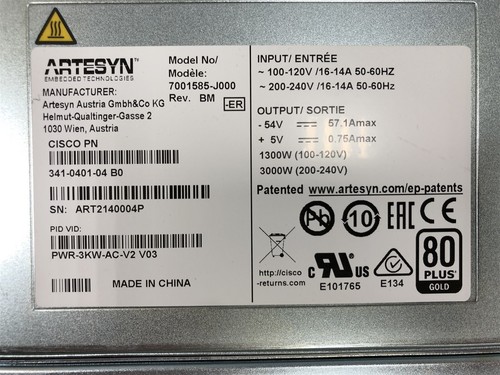 Cisco PWR-3KW-AC-V2 AHF-2DC-3000W-V 341-0401-02/03/04 Server Power Supply - Picture 5 of 5