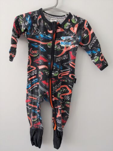 Bonds Hotwheels Wondersuit Zippy Size 00 3-6 M Black Cars Racetrack Growsuit - Picture 3 of 7
