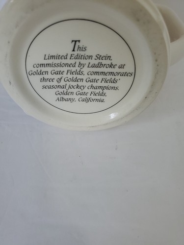Golden Gate Fields Legendary Jockeys Limited Edition Beer Stein 5.5" Mug Vintage - Picture 4 of 4