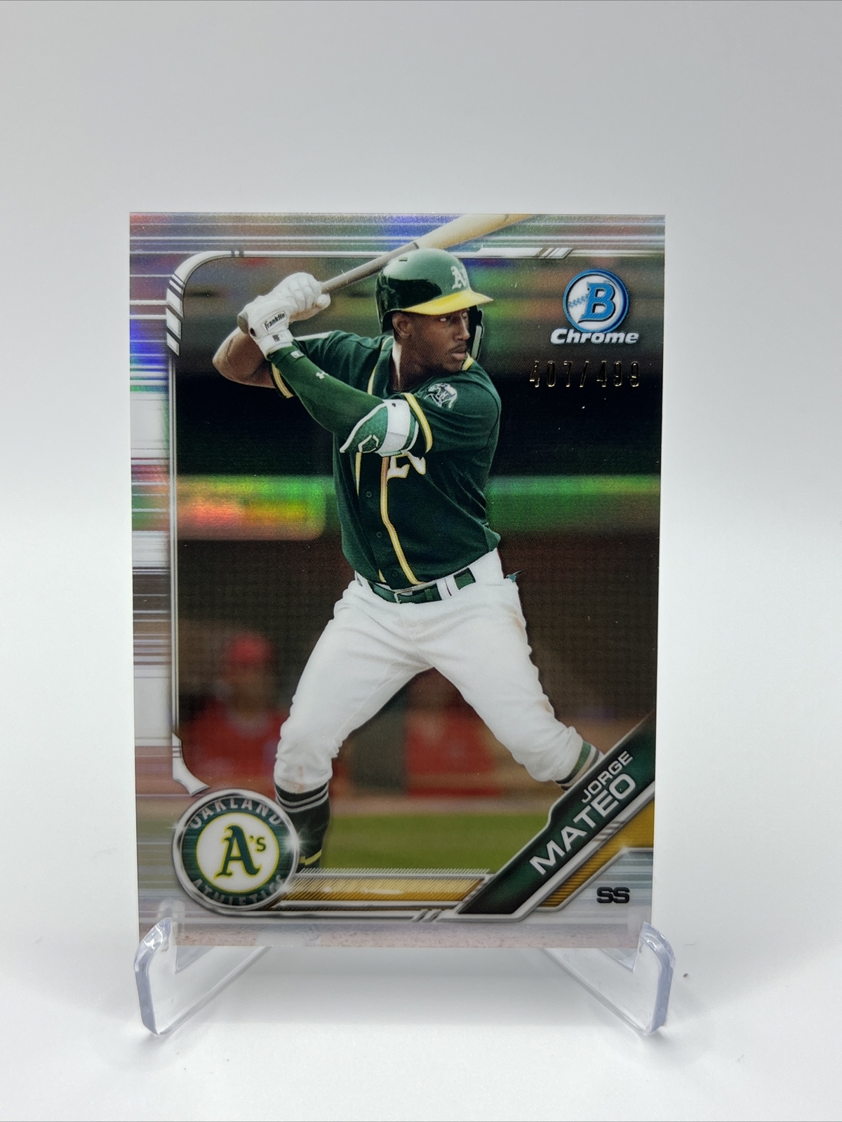 2019 Bowman Chrome Jorge Mateo #ed 407/499 Oakland Athletics