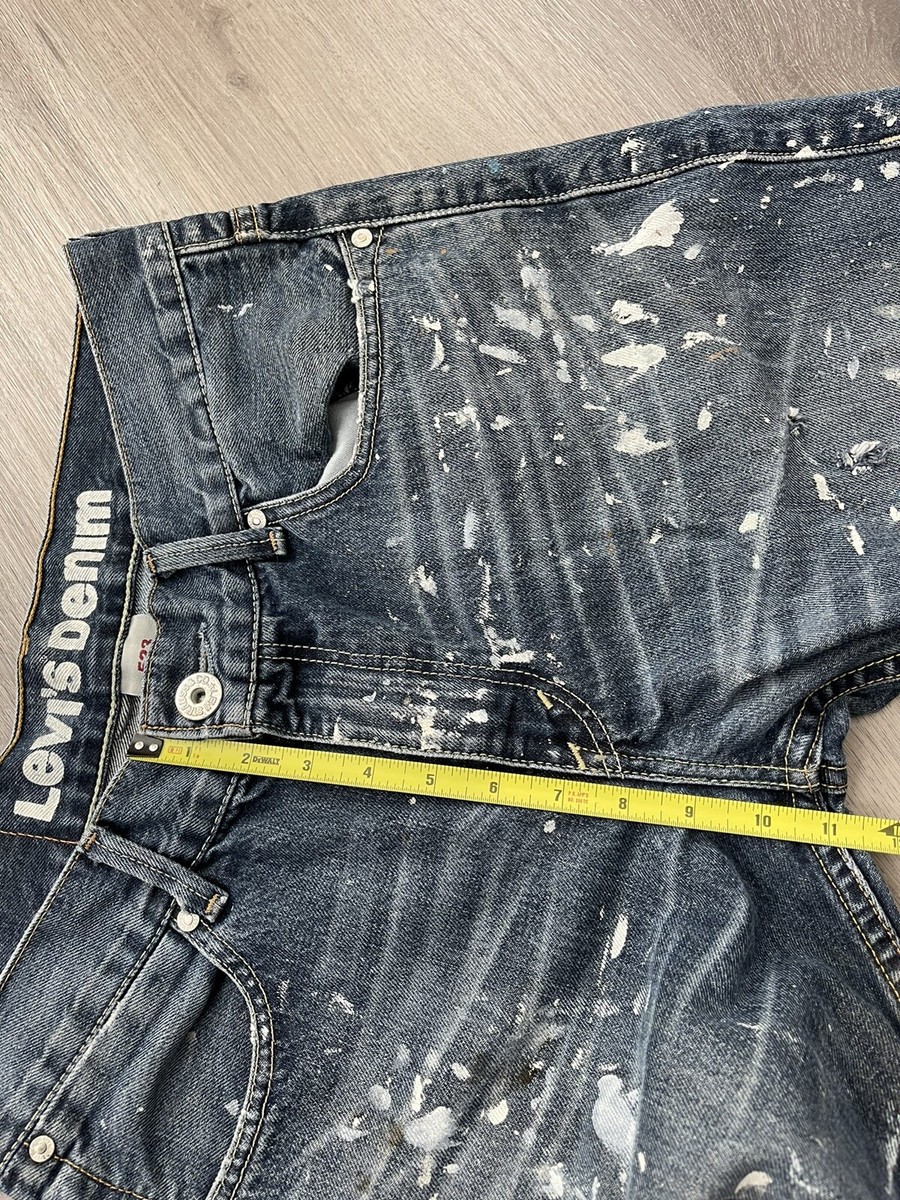 Levis 523 Straight Painted Jeans Mens W32 L33 Blue