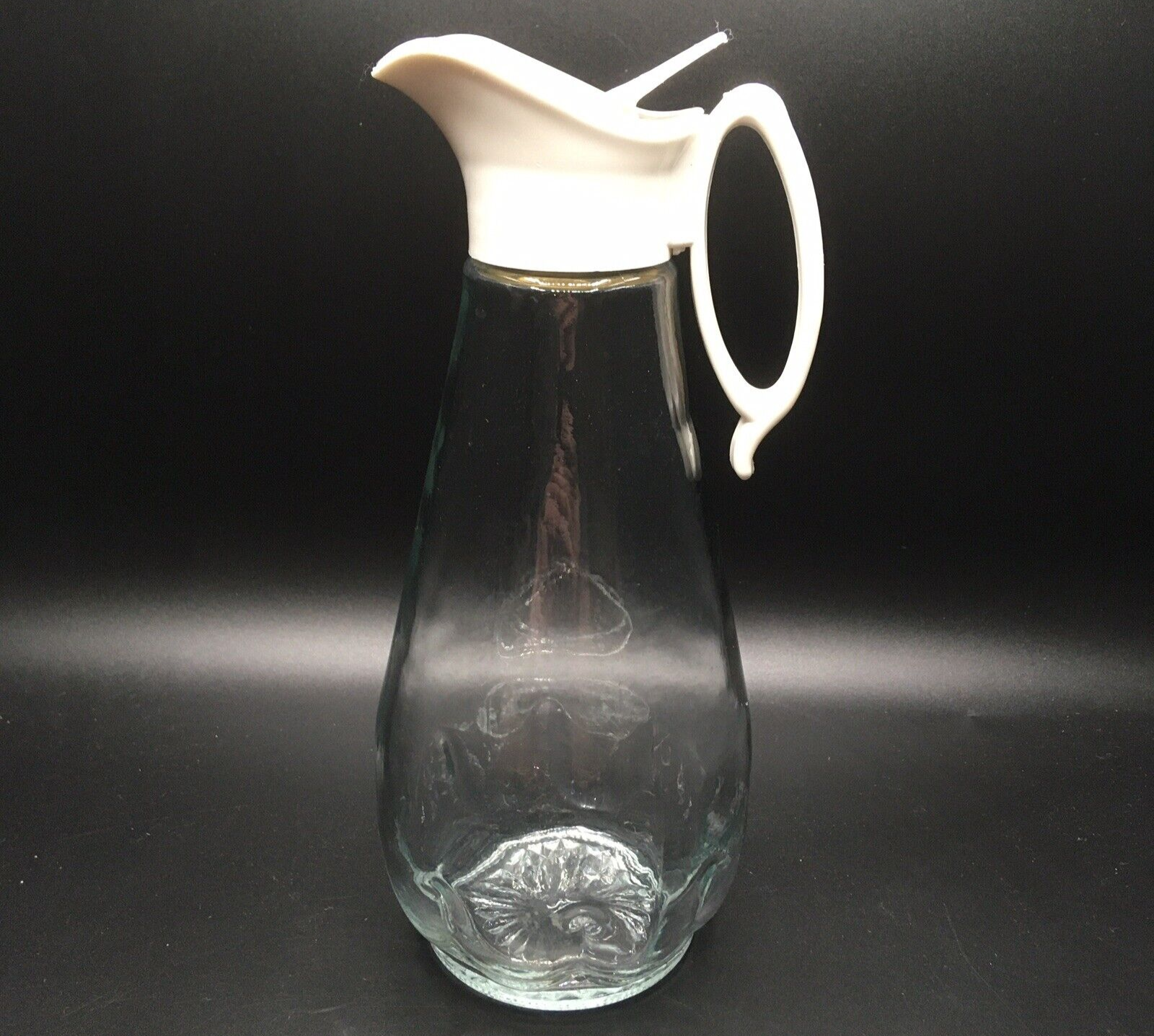 Log Cabin Glass Syrup Pitcher Dispenser- 24 oz  Decanter Style Bottle~ Vintage