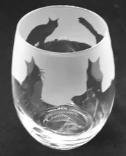 MAINE COON CAT Frieze Boxed 36cl Crystal Stemless Wine / Water Glass