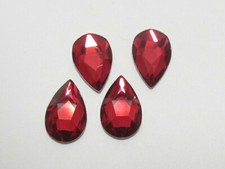 12 Pcs. PEAR 8x5mm SCARLET FLAT BACK European Rhinestones