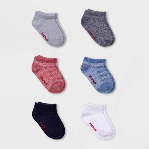 Hanes Toddler Boys' 6pk Low Cut Super Soft Socks - 2T-3T