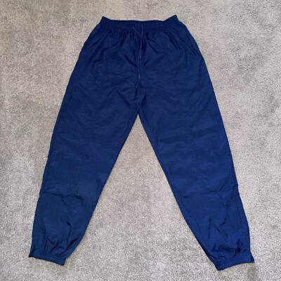 Vintage Reebok Track Pants Mens XL Blue Lined Nylon Windbreaker Zip Cuff  Active