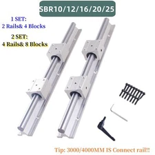 2PCS SBR12/16/20/25 Linear Rail Guide+sbr12/16/20UU Bearing Block 200MM-4000MM
