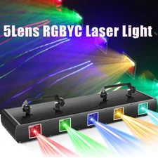 5-Lens 5 Beam RGBYC Laser Stage Light DMX DJ Disco Halloween Lights 300 Effects