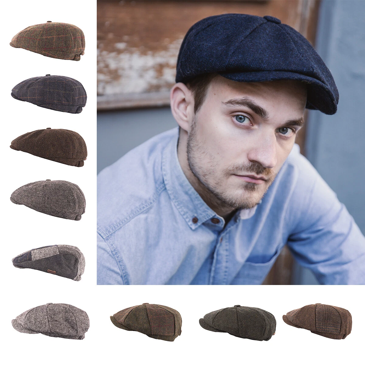 Heritage Traditions Tweed Peaky Panel Cap, Men and Womens Hats, Mens Flat  Caps