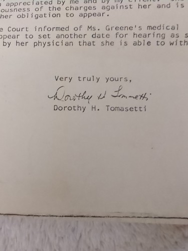 1977 Littleton CO Letterhead Dorothy Tomasetti Attorney SIGNED To Municipal Ct - Picture 4 of 5