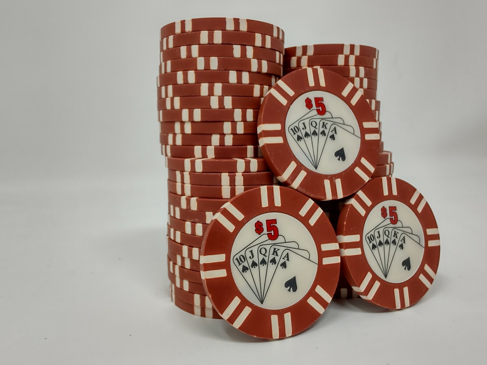 Royal Flush Poker Chips with Denomination 5 set of 50 red chips eBay
