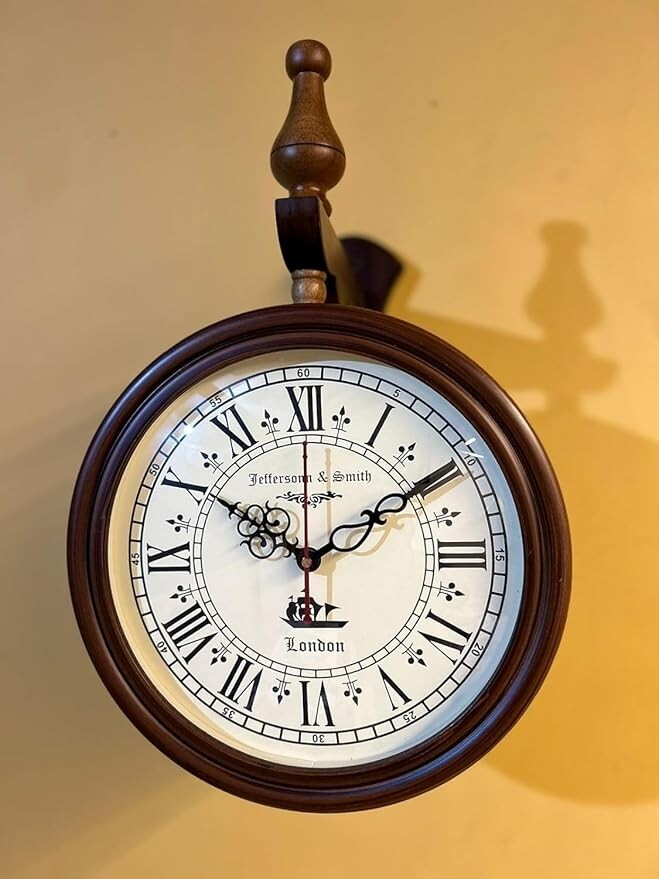 Jefferson & Smith Vintage Double Sided Wall Clock Antique Victorian Hanging deco