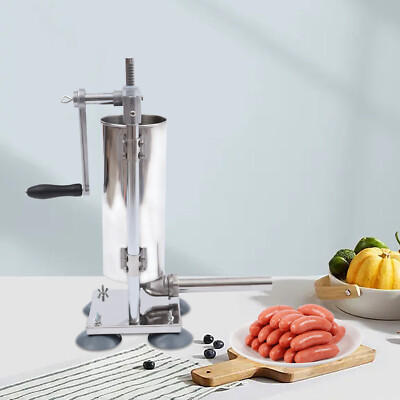3L Edelstahl Wurst Stuffer Maschine Manuelle Fleischwurstfüller Mit 4 Füllrohre